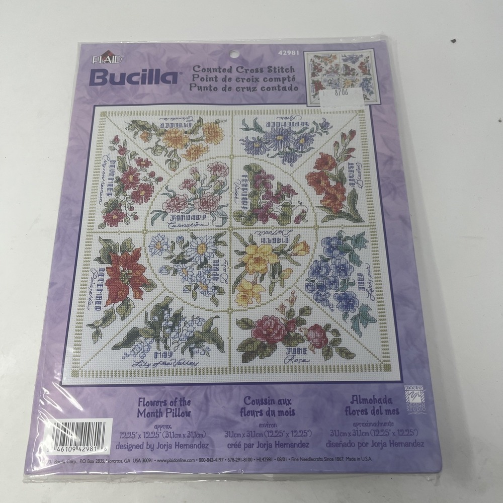 Bucilla Flowers of the Month Counted Cross Stitch Kit 42981 New Sealed 2001